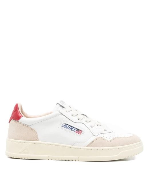 Autry White 'Medalist Low' Suede Sneakers for men