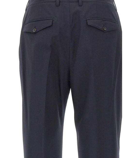 Devore Blue Pleats Flap Wool Trousers for men