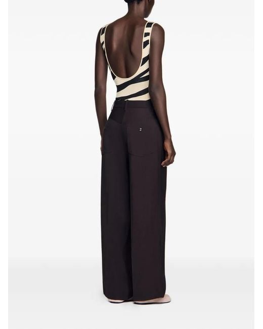 Sandro Black Wide-Leg Trousers