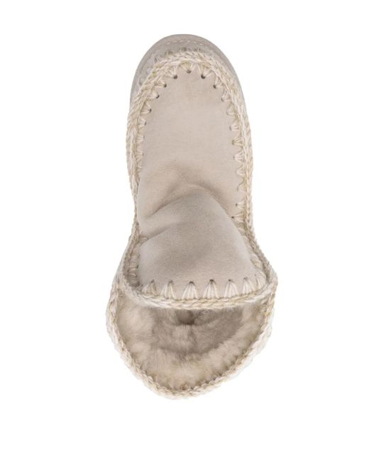 Mou Natural Whipstitch-Detail Sheepskin Boots