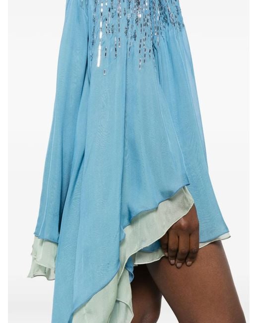 Amen Blue Tina Sequin-Embellished Mini Dress