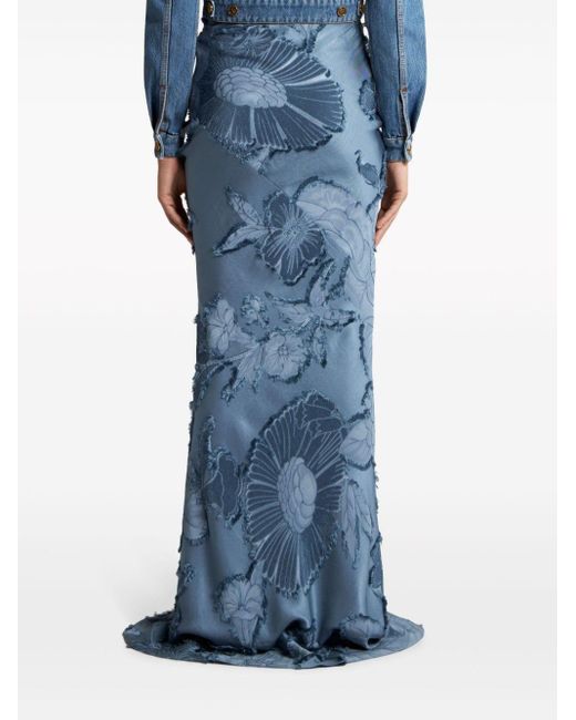 Falda larga con motivo floral Etro de color Blue