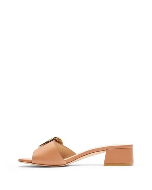 Stuart Weitzman Brown Benni Leather Mules