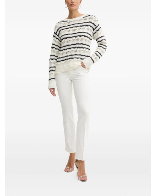 Guess White Logo-Plaque Five-Pocket Denim Jeans