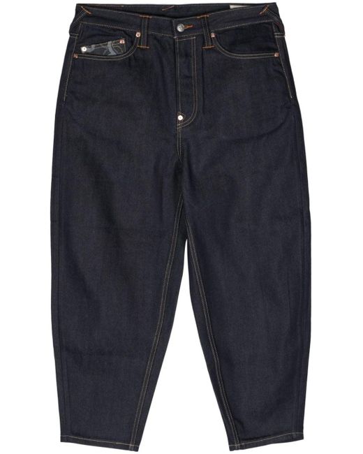 Evisu Tapered-leg Logo-embroidered Jeans in het Blue voor heren
