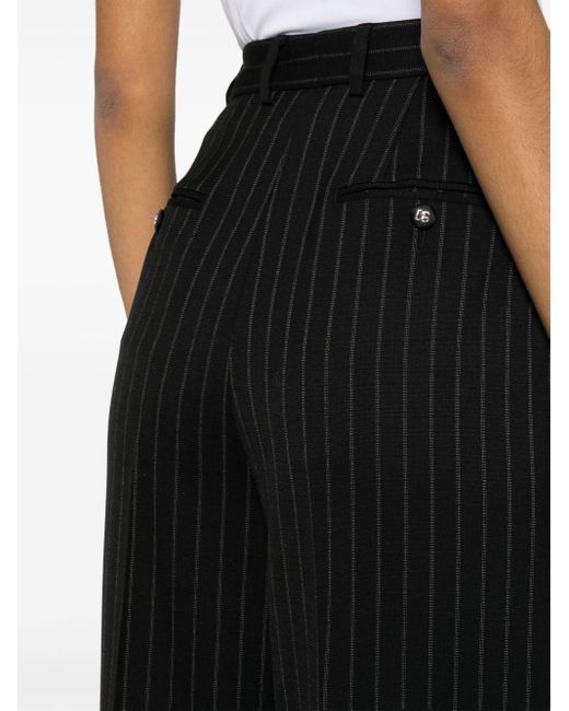 Pantalon ample à fines rayures Dolce & Gabbana en coloris Black