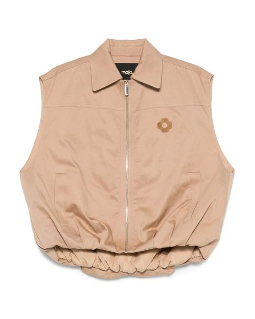 Maje Natural Flower-Detail Zip-Front Waistcoat