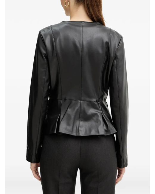 Guess Black Zip-Up Peplum Jacket