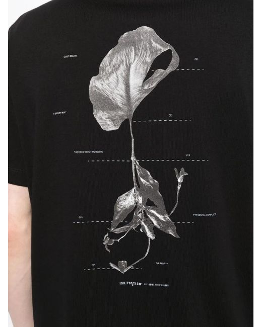 ISO.POETISM Black Graphic-Print Short-Sleeved T-Shirt for men