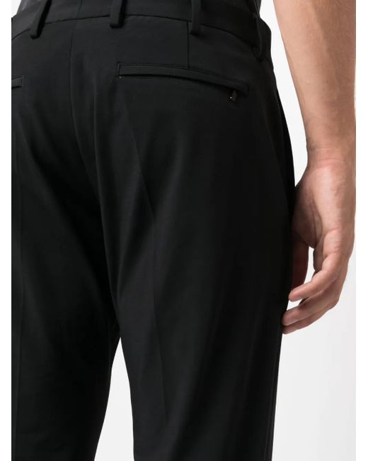 PT Torino Black Straight-Leg Tailored Trousers for men