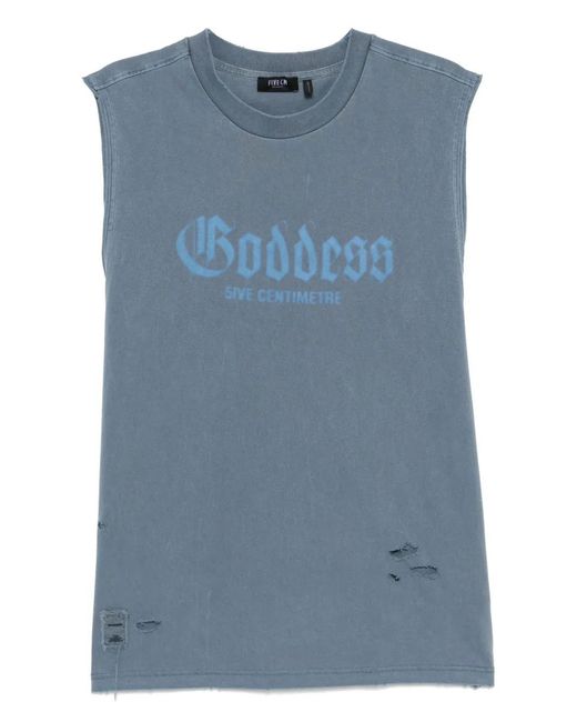FIVE CM Blue Graphic-Print Vest for men