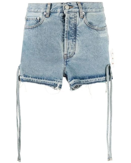 Off-White c/o Virgil Abloh Blue Off White - Jeans Shorts With Details