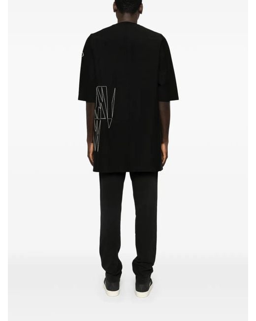Moncler Black Rick Owens Embroidered Crewneck T-Shirt for men