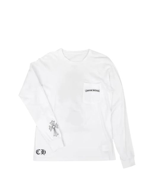 Chrome Hearts Cemetery Cross Long-Sleeve T-Shirt in White for Men