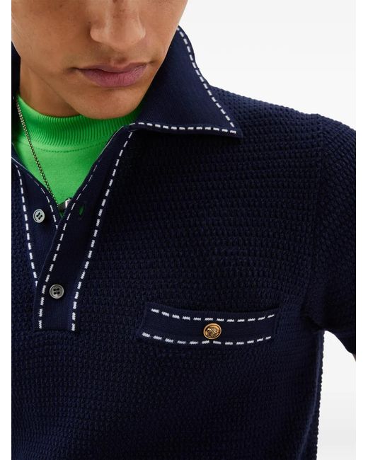 Versace Blue Cotton Knit Polo for men