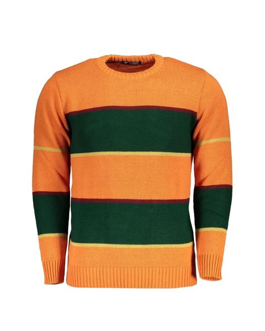 U.S. Grand Orange Horizontal-Stripe Sweater for men