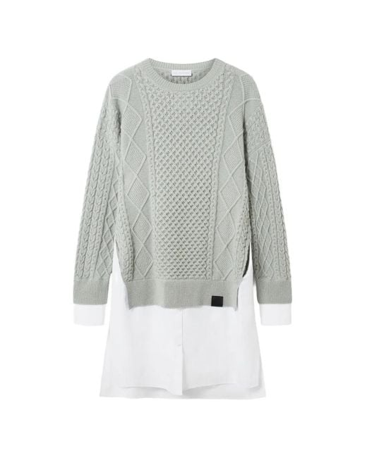Stella McCartney Gray Cable-Knit Side-Slit Mini Dress