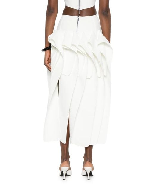Maticevski White Tiered Panel Midi Skirt
