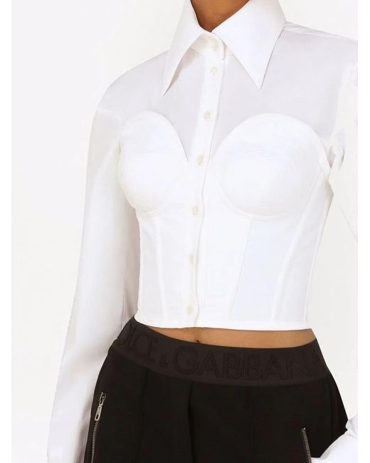 Dolce & Gabbana White Corset-Style Shirt