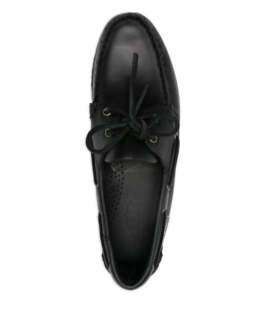 Sebago Black Leather Boat Shoes for men