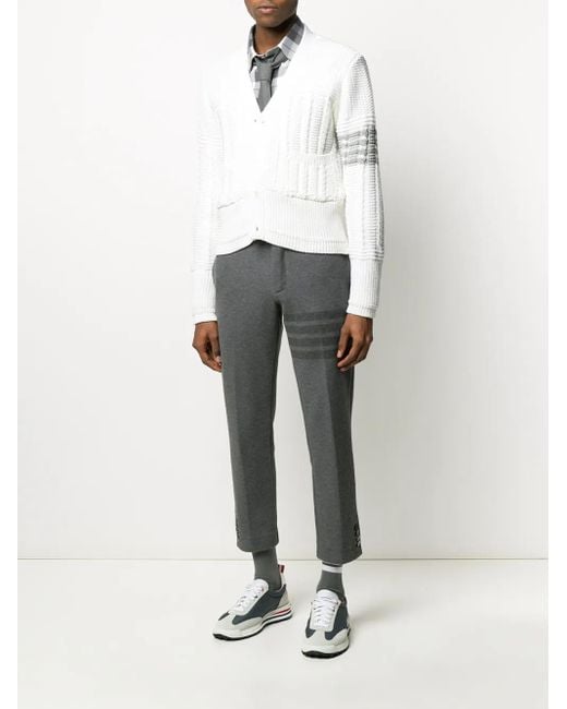 Thom Browne Gray 4-Bar Slim-Fit Tonal Trousers for men