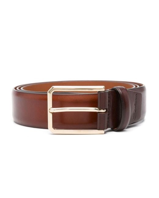 Cinturón con logo en relieve Santoni de hombre de color Brown