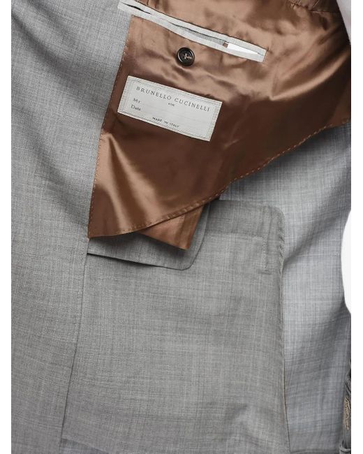 Brunello Cucinelli Gray Button-Fastening Single-Breasted Blazer for men