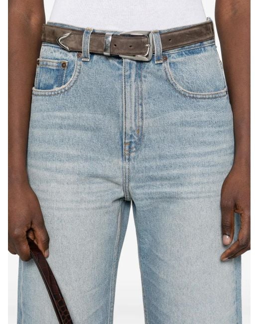 Victoria Beckham Blue Wide Leg Cropped Jeans