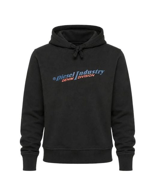 DIESEL Black Hoodie À Logo Imprimé