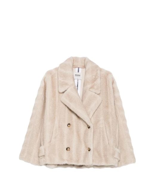 S.W.O.R.D Natural Double-Breasted Faux-Fur Coat