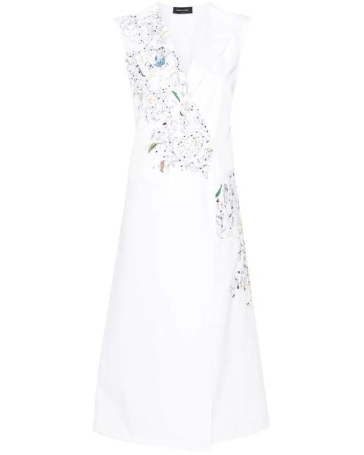 Fabiana Filippi White Embroidered Cotton Wrap Dress