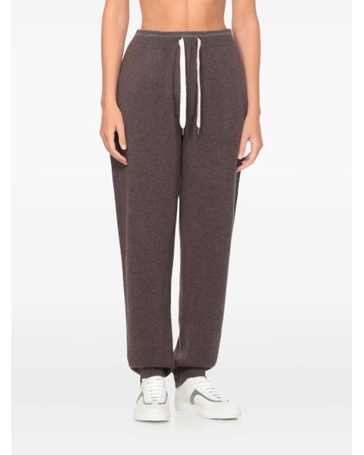 Brunello Cucinelli Brown Ribbed Drawstring Track Pants