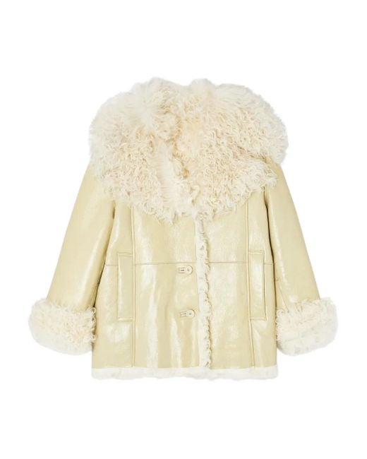DIESEL White L-Aconic Shearling-Collar Jacket