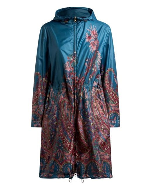 Etro ペイズリーレインコート Blue