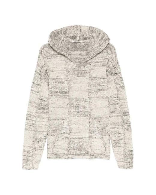 Auralee White Patchwork Cotton And Linen-Blend Hoodie for men
