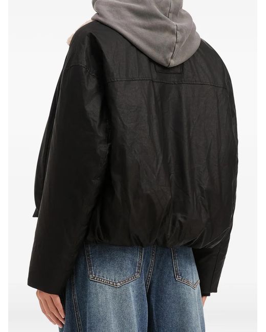 Mini Cream Black Shearling-Collar Buttoned Jacket