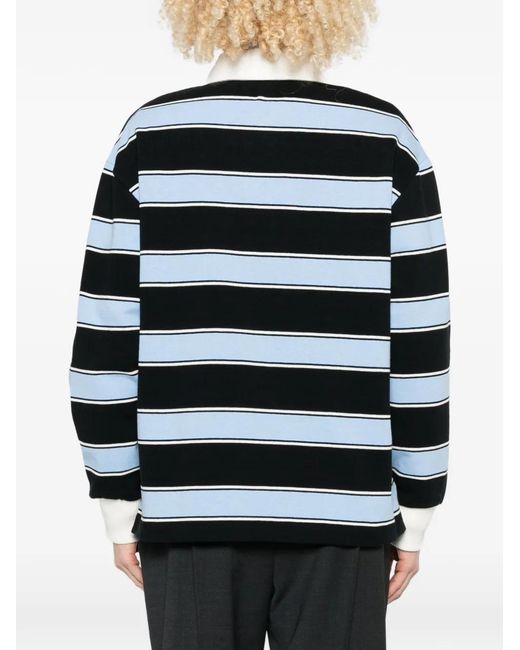 Closed Black Striped Polo Top