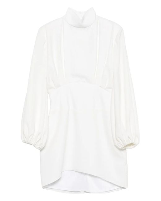 Vestiaire d'un Oiseau Libre Jurk Met Hoge Hals En Ballonmouwen in het White