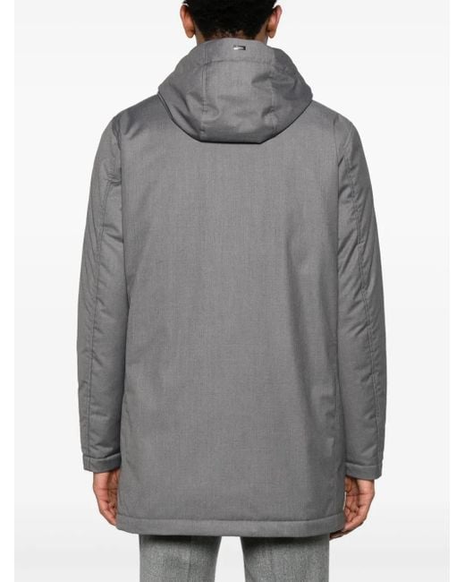Herno Gray Medium-Length Coat With Hood for men