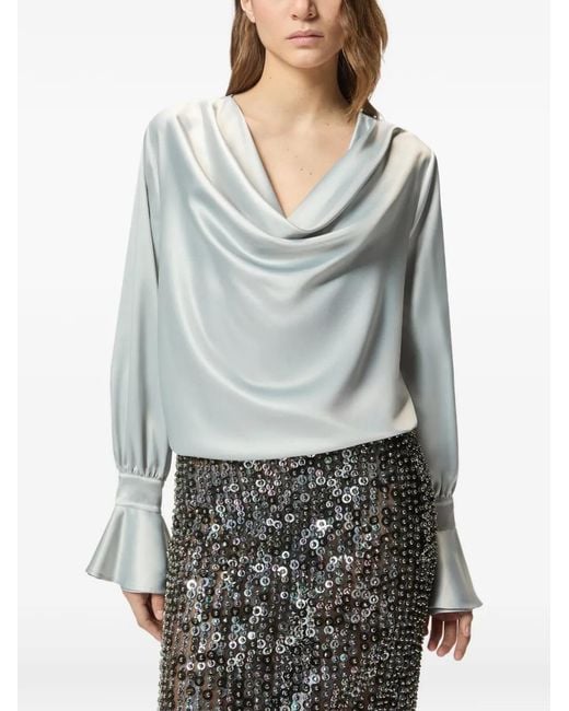 Pinko White Filipa Blouse With Cowl Neck