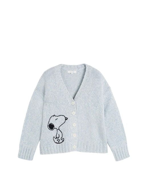 Chinti & Parker Blue Snoopy Marl-Knit Cardigan