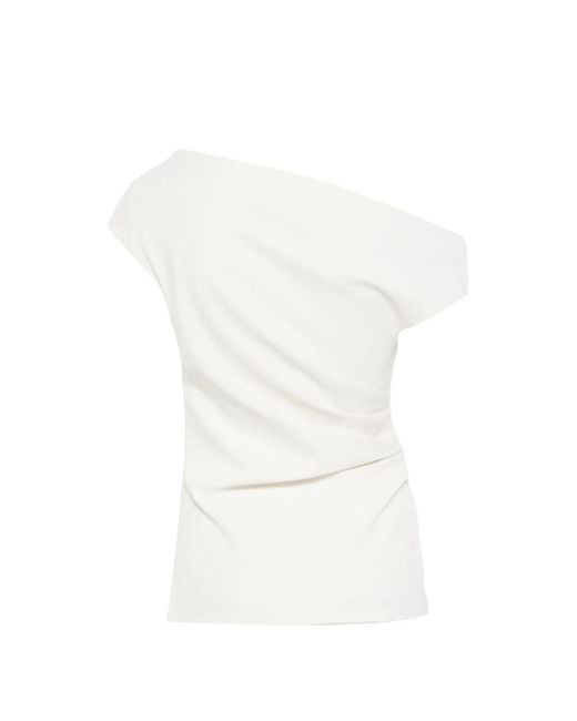 P.A.R.O.S.H. White One-Shoulder Blouse