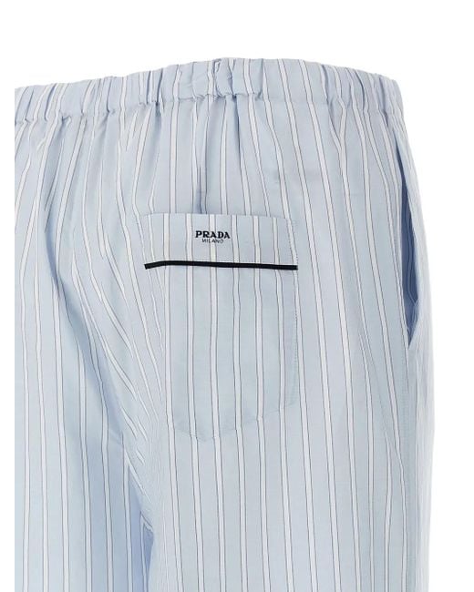 Prada White Gestreifte Baumwollhose