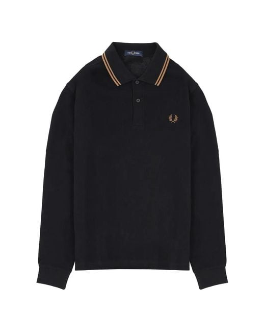 Fred Perry Blue Long-Sleeved Polo Shirt for men