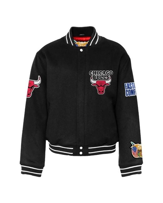 Jeff Hamilton Black Chicago Bulls-Patch Bomber Jacket for men
