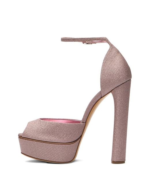 Casadei Pink Flora Platform Pumps