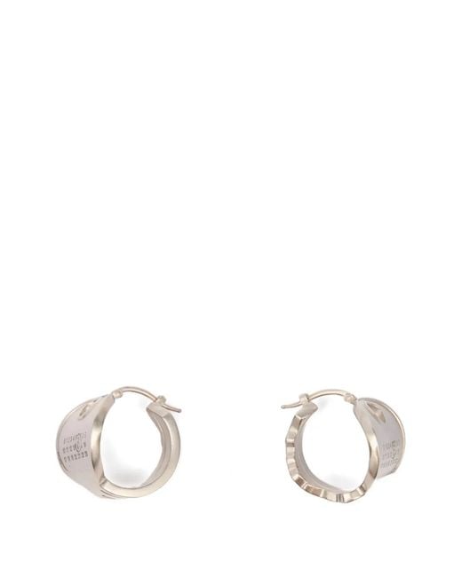 MM6 by Maison Margiela White Numeric-Engraved Hoop Earrings