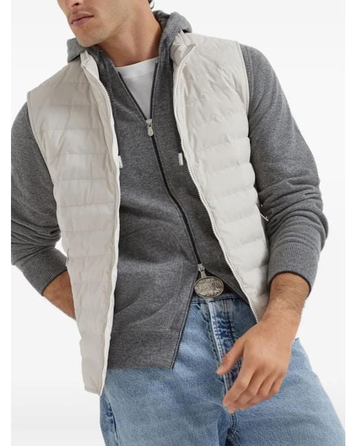 Brunello Cucinelli Gray Cashmere Hoodie for men