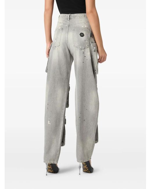 Philipp Plein Gray Cargo-Pocket Jeans