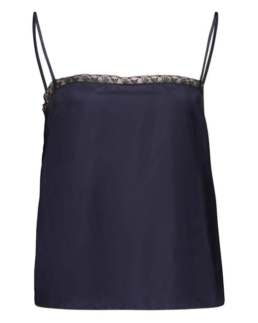 Prada Blue Lace-Trimmed Tank Top